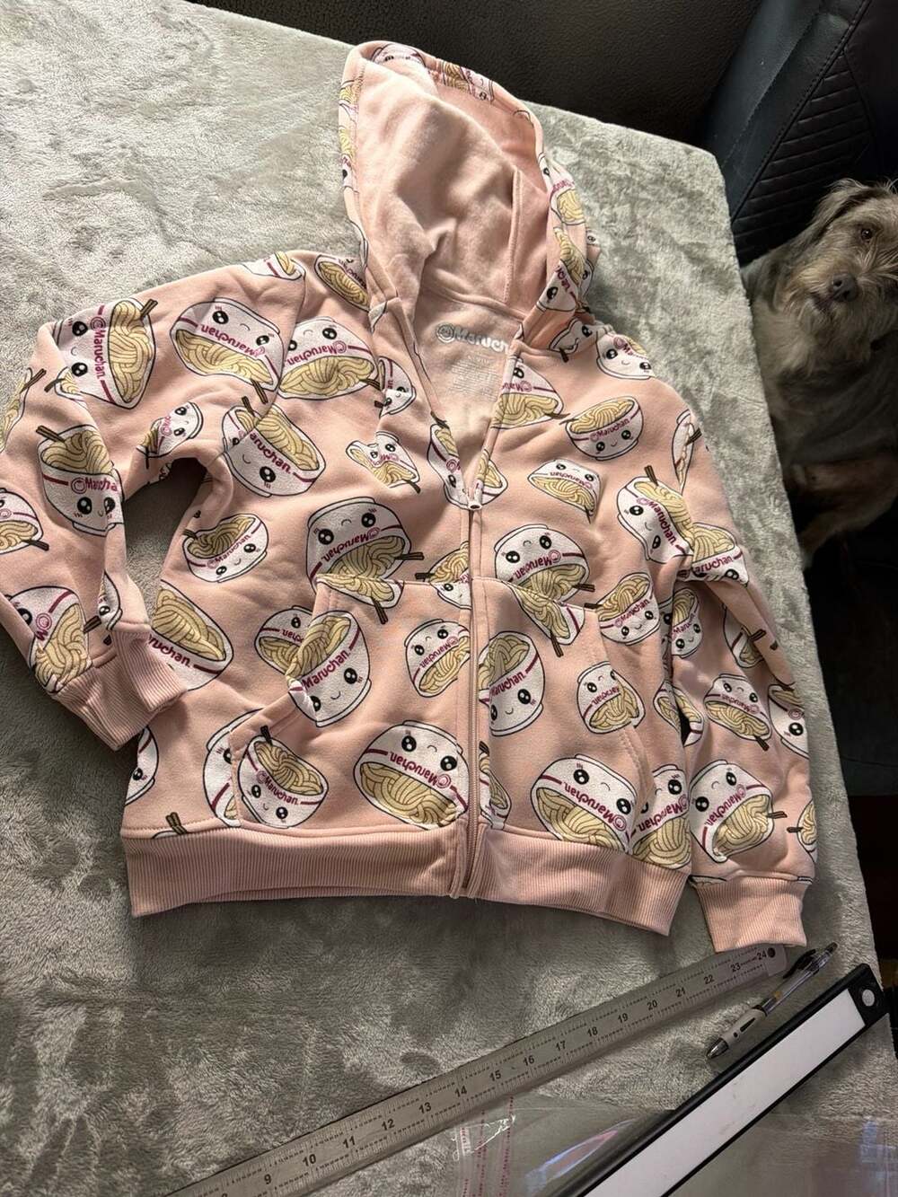 Maruchan Kawaii Ramen Bowl All-Over Print Zip-Up Hoodie Girls Size L (14)